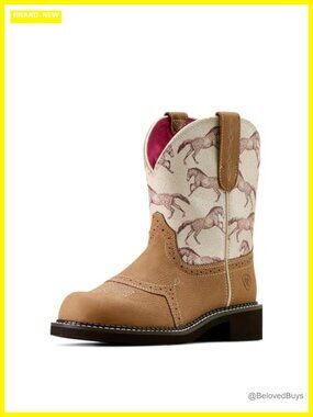 Western Boot Round Toe Calf High Rubber Sole